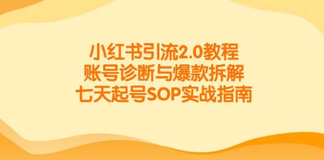 小红书引流2.0教程，账号诊断与爆款拆解，七天起号SOP实战指南-宇文网创