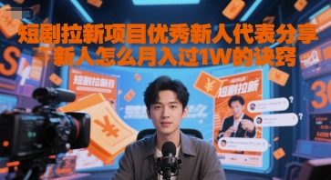 短剧拉新项目优秀新人代表分享新人怎么月入过1W的诀窍-宇文网创
