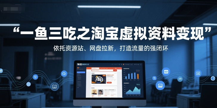 一鱼三吃之淘宝虚拟资料变现，依托资源站、网盘拉新，打造流量的强闭环-宇文网创