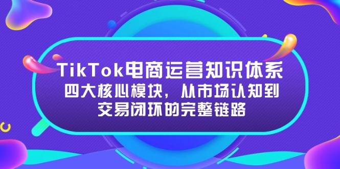 TikTok电商运营知识体系：四大核心模块，从市场认知到交易闭环的完整链路-宇文网创