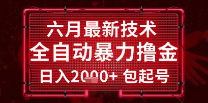 六月最新技术全自动暴力撸金，稳定日入2k+包起号，长期稳定【揭秘】-宇文网创