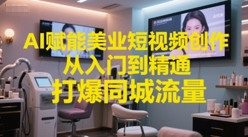 AI赋能美业短视频创作，从入门到精通，打爆同城流量，超级AI工具短视频实操落地-宇文网创