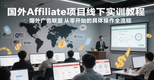 国外Affiliate项目线下实训教程，国外广告联盟从零开始的具体操作全流程-宇文网创