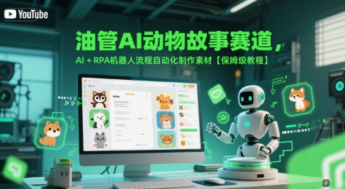 油管AI动物故事赛道，AI+RPA机器人流程自动化制作素材【保姆级教程】-宇文网创