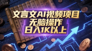 文言文AI视频项目，无脑操作，日入1K以上-宇文网创