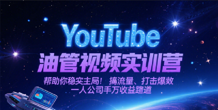 YouTube油管视频实训营，帮助你稳入局、搞流量、打爆款，一人公司千万收益赛道-宇文网创