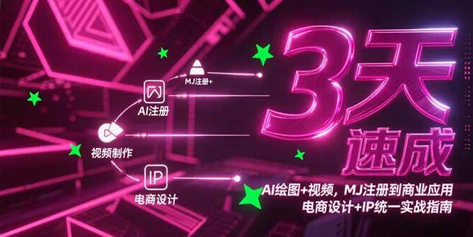 3天速成AI绘图+视频，MJ注册到商业应用，电商设计+IP统一实战指南-宇文网创