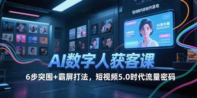 AI数字人获客课，6步突围+霸屏打法，短视频5.0时代流量密码-宇文网创