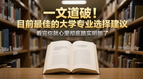 付费文章：一文道破！目前最佳的大学专业选择建议，看完你就心里彻底踏实明朗了-宇文网创