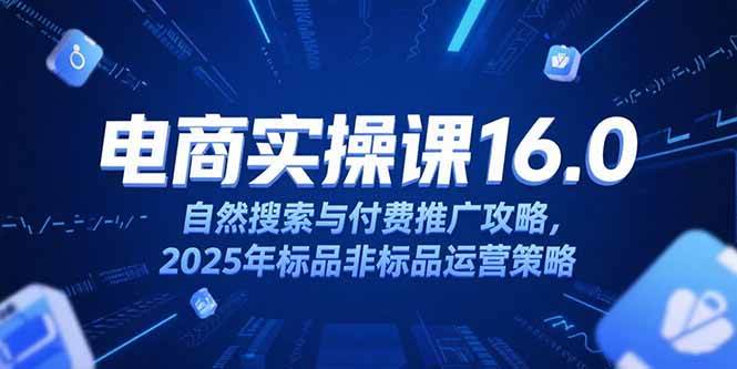 淘宝电商运营课16.0，自然搜索与付费推广攻略，2025年标品非标品运营策略-宇文网创
