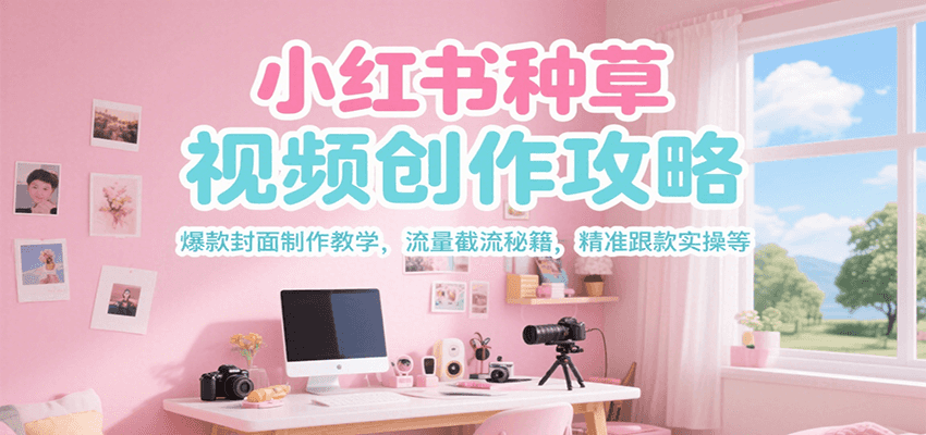 小红书种草视频创作攻略，爆款封面制作教学 ，流量截流秘籍 ，精准跟款实操等-宇文网创
