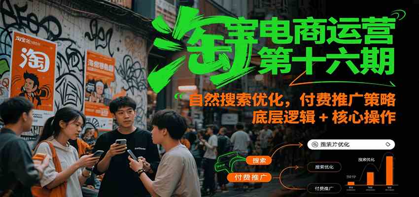 淘宝电商运营第十六期，自然搜索优化，付费推广策略，底层逻辑+核心操作-宇文网创