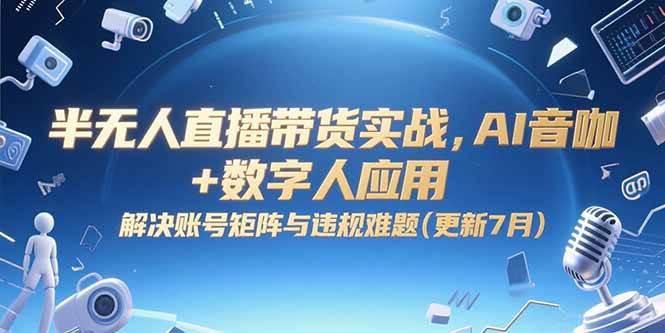 半无人直播带货实战，AI音咖+数字人应用 解决账号矩阵与违规难题(更新7月)-宇文网创