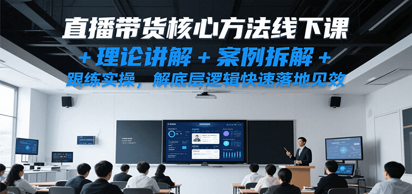 直播带货核心方法线下课，理论讲解+案例拆解+跟练实操，解底层逻辑快速落地见效-宇文网创