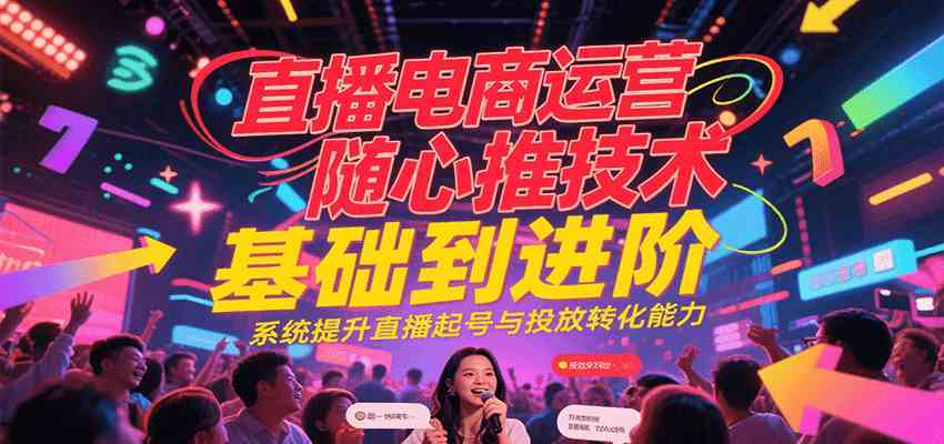 直播电商运营随心推投放技术基础到进阶，系统提升直播起号与投放转化能力-宇文网创