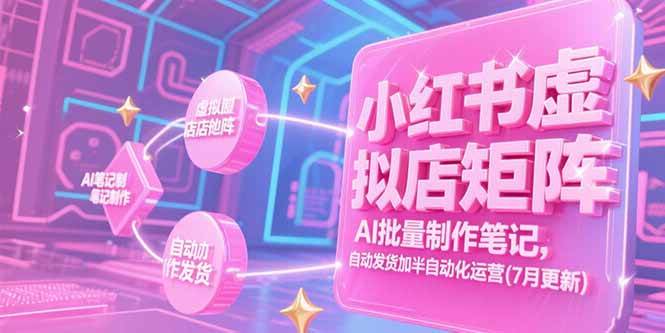 小红书虚拟店矩阵，AI批量制作笔记，自动发货加半自动化运营(7月更新)-宇文网创