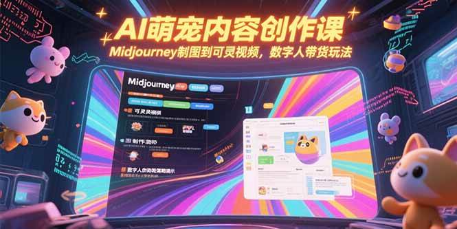AI萌宠内容创作课，Midjourney制图到可灵视频，数字人带货玩法-宇文网创