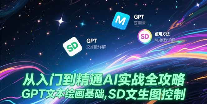 从入门到精通AI实战全攻略，GPT文本绘画基础，MJ参数详解，SD文生图控制-宇文网创