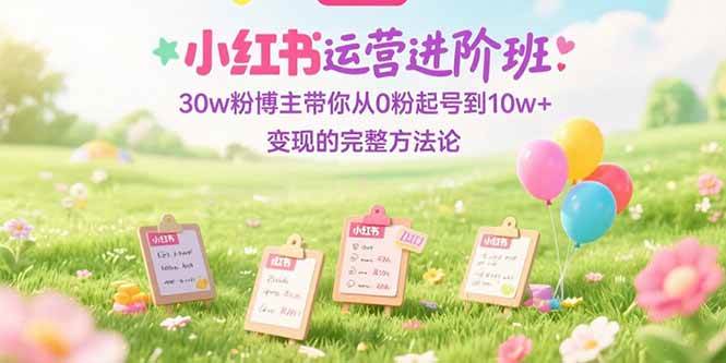 小红书运营进阶班：30w粉博主带你从0粉起号到10w+变现的完整方法论-宇文网创