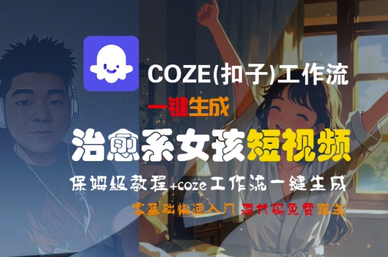 COZE(扣子)工作流一键生成治愈系女孩短视频，保姆级教程，零基础快速入门-宇文网创