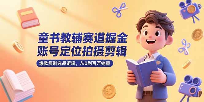 童书教辅赛道掘金，账号定位拍摄剪辑，爆款复制选品逻辑，从0到百万销量-宇文网创