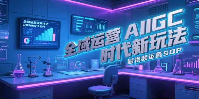 全域运营AIGC时代新玩法，文案封面设计公式，短视频运营SOP-宇文网创