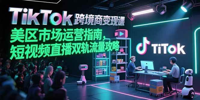 TikTok跨境电商变现课，美区市场运营指南，短视频直播双轨流量攻略-宇文网创
