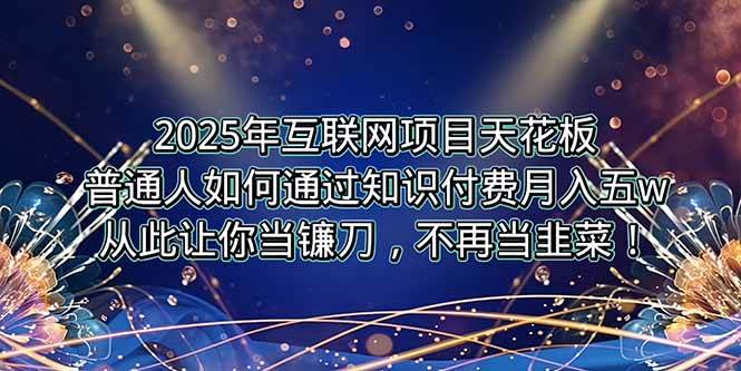 2025年互联网项目天花板，普通人如何通过卖项目实现逆风翻盘，月入5W＋！-宇文网创