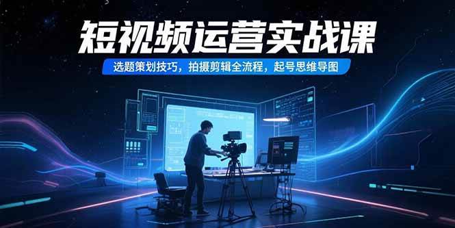 短视频运营实战课，选题策划技巧，拍摄剪辑全流程，起号思维导图-宇文网创