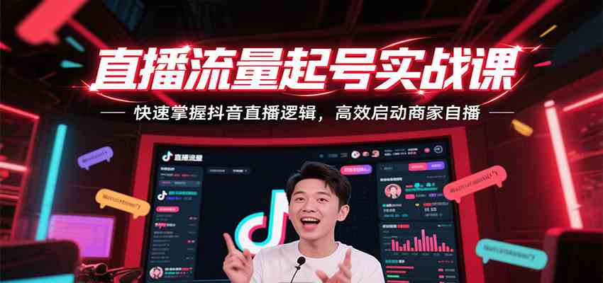 直播流量起号实战课，快速掌握抖音直播逻辑，高效启动商家自播-宇文网创