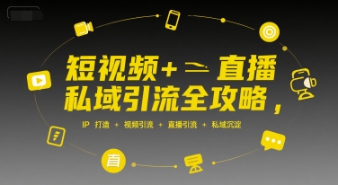 短视频+直播私域引流全攻略，IP打造 +视频引流 +直播引流 +私域沉淀-宇文网创