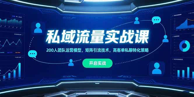 私域流量实战课，200人团队运营模型，矩阵引流技术，高客单私聊转化策略-宇文网创