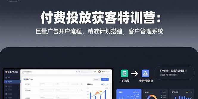 付费投放获客特训营：巨量广告开户流程，精准计划搭建，客户管理系统-宇文网创