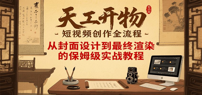 天工开物短视频创作全流程，从封面设计到最终渲染的保姆级实战教程-宇文网创