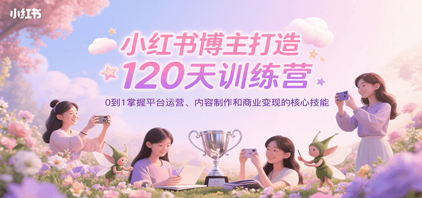 小红书博主打造120天训练营，0到1掌握平台运营、内容制作和商业变现-宇文网创