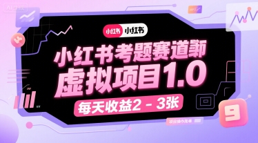 小红书考题赛道虚拟项目1.0，项目操作简单，每天收益2-3张-宇文网创