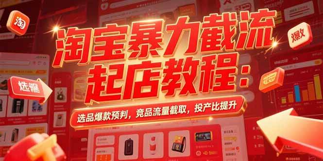 淘宝暴力截流起店教程：选品爆款预判，竞品流量截取，投产比提升-宇文网创