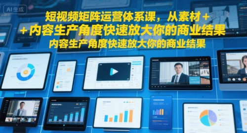 短视频矩阵运营体系课，从素材+内容生产角度快速放大你的商业结果-宇文网创