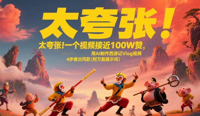 太夸张！一个视频接近100W赞，用AI制作西游记Vlog视频，全流程拆解来了(附万能提示词)-宇文网创