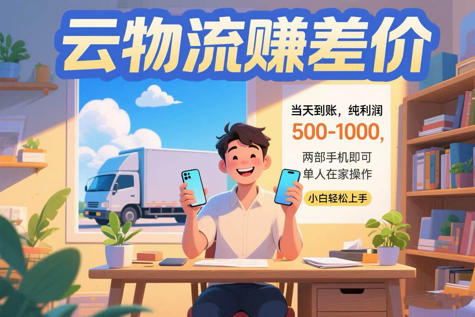 云物流赚差价 当天到账纯利润500-1000 两部手机即可 可单人在家操作 小…-宇文网创