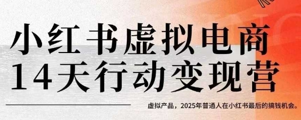 小红书虚拟电商14天变现训练营，虚拟产品，2025年普通人在小红书最后的搞钱机会-宇文网创