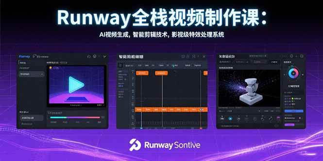 Runway全栈视频制作课：AI视频生成，智能剪辑技术，影视级特效处理系统-宇文网创