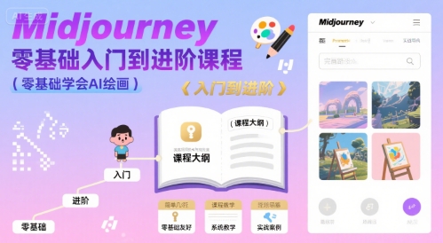 midjourney零基础入门到进阶课程，零基础学会AI绘画-宇文网创