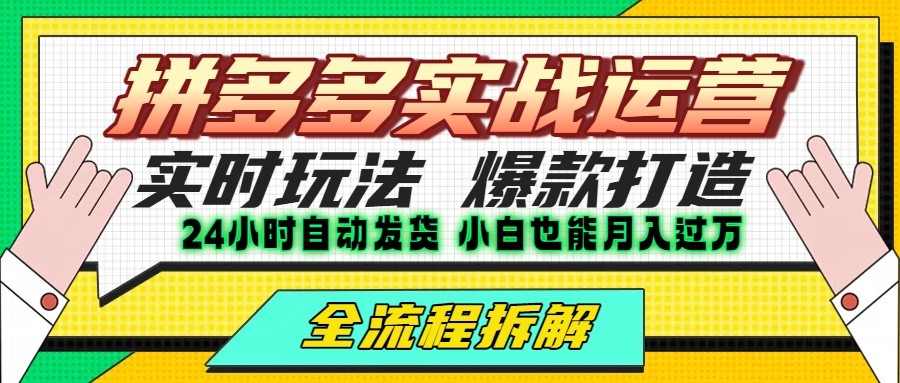 拼多多最新实战运营高投产：长久稳定项目，单店利润一天三位数-宇文网创