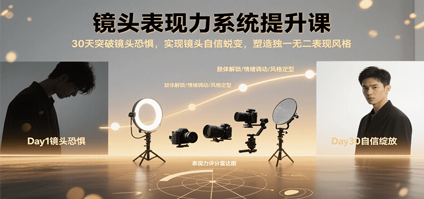 镜头表现力系统提升课，30天突破镜头恐惧实现自信蜕变，塑造独一无二表现风格-宇文网创