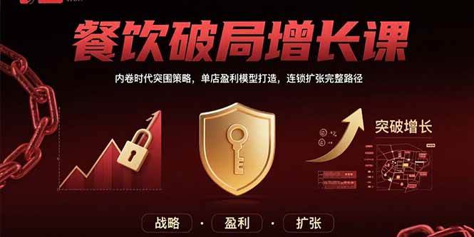 餐饮破局增长课：内卷时代突围策略，单店盈利模型打造，连锁扩张完整路径-宇文网创