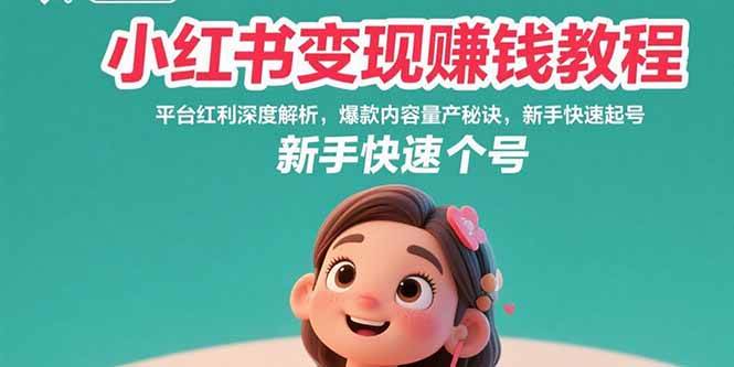 小红书变现赚钱教程：平台红利深度解析，爆款内容量产秘诀，新手快速起号-宇文网创