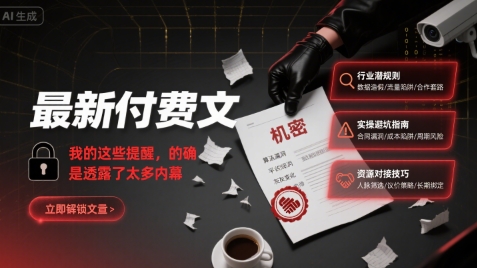 最新付费文：我的这些提醒，的确是透露了太多内幕-宇文网创