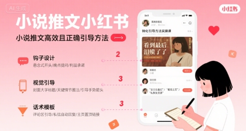 小说推文小红书高转化引导方法实操课，小说推文高效且正确引导方法-宇文网创