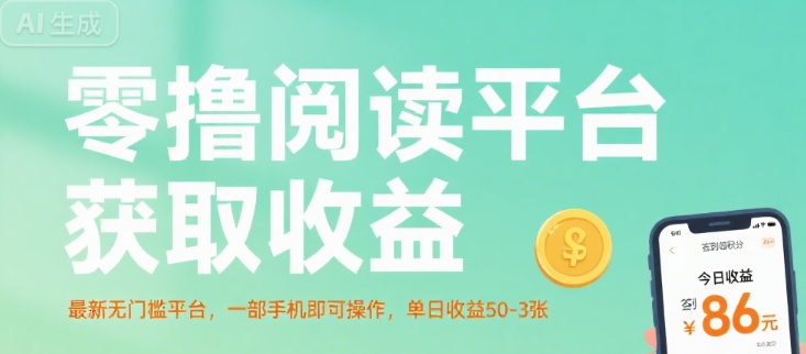 零撸阅读平台获取收益，最新无门槛平台，一部手机即可操作，单日收益50-3张【揭秘】-宇文网创